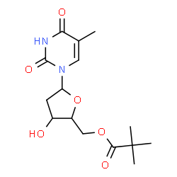ChemSpider 2D Image | 1-[2-Deoxy-5-O-(2,2-dimethylpropanoyl)pentofuranosyl]-5-methyl-2,4(1H,3H)-pyrimidinedione | C15H22N2O6