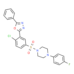 ChemSpider 2D Image | 1-{[4-Chloro-3-(5-phenyl-1,3,4-oxadiazol-2-yl)phenyl]sulfonyl}-4-(4-fluorophenyl)piperazine | C24H20ClFN4O3S