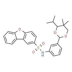 ChemSpider 2D Image | N-[3-(4-Isopropyl-5,5-dimethyl-1,3-dioxan-2-yl)phenyl]dibenzo[b,d]furan-2-sulfonamide | C27H29NO5S