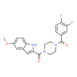 ChemSpider 2D Image | [4-(3,4-Difluorobenzoyl)-1-piperazinyl](5-methoxy-1H-indol-2-yl)methanone | C21H19F2N3O3