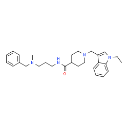 ChemSpider 2D Image | N-{3-[Benzyl(methyl)amino]propyl}-1-[(1-ethyl-1H-indol-3-yl)methyl]-4-piperidinecarboxamide | C28H38N4O