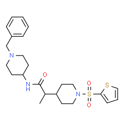 ChemSpider 2D Image | N-(1-Benzyl-4-piperidinyl)-2-[1-(2-thienylsulfonyl)-4-piperidinyl]propanamide | C24H33N3O3S2