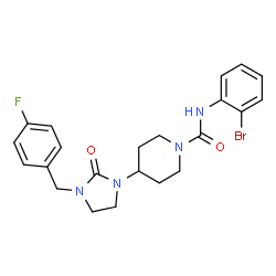 ChemSpider 2D Image | N-(2-Bromophenyl)-4-[3-(4-fluorobenzyl)-2-oxo-1-imidazolidinyl]-1-piperidinecarboxamide | C22H24BrFN4O2