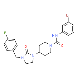 ChemSpider 2D Image | N-(3-Bromophenyl)-4-[3-(4-fluorobenzyl)-2-oxo-1-imidazolidinyl]-1-piperidinecarboxamide | C22H24BrFN4O2