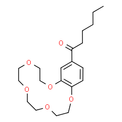 ChemSpider 2D Image | 1-(2,3,5,6,8,9,11,12-Octahydro-1,4,7,10,13-benzopentaoxacyclopentadecin-15-yl)-1-hexanone | C20H30O6