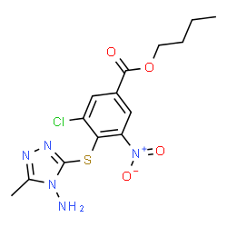 ChemSpider 2D Image | Butyl 4-[(4-amino-5-methyl-4H-1,2,4-triazol-3-yl)sulfanyl]-3-chloro-5-nitrobenzoate | C14H16ClN5O4S