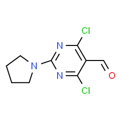ChemSpider 2D Image | 4,6-Dichloro-2-(1-pyrrolidinyl)-5-pyrimidinecarbaldehyde | C9H9Cl2N3O
