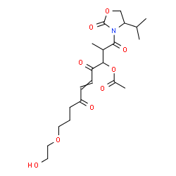 ChemSpider 2D Image | 10-(2-Hydroxyethoxy)-1-(4-isopropyl-2-oxo-1,3-oxazolidin-3-yl)-2-methyl-1,4,7-trioxo-5-decen-3-yl acetate | C21H31NO9