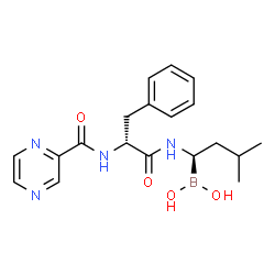 ChemSpider 2D Image | ((R)-3-Methyl-1-((R)-3-phenyl-2-(pyrazine-2-carboxamido)propanamido)butyl)boronic acid | C19H25BN4O4