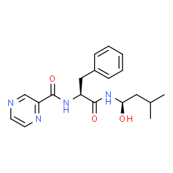 ChemSpider 2D Image | N-[(1R)-1-Hydroxy-3-methylbutyl]-Nalpha-(2-pyrazinylcarbonyl)-L-phenylalaninamide | C19H24N4O3