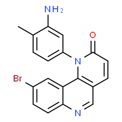 ChemSpider 2D Image | 1-(3-Amino-4-methylphenyl)-9-bromobenzo[h][1,6]naphthyridin-2(1H)-one | C19H14BrN3O