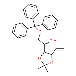 ChemSpider 2D Image | 5,6-Dideoxy-3,4-O-isopropylidene-1-O-trityl-L-arabino-hex-5-enitol | C28H30O4