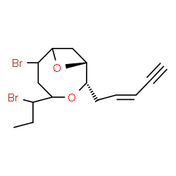 ChemSpider 2D Image | (1R,2S)-6-Bromo-4-(1-bromopropyl)-2-[(2E)-2-penten-4-yn-1-yl]-3,8-dioxabicyclo[5.1.1]nonane | C15H20Br2O2