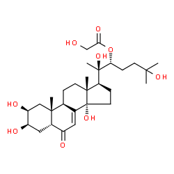 ChemSpider 2D Image | (2beta,3beta,5beta,22R)-2,3,14,20,25-Pentahydroxy-6-oxocholest-7-en-22-yl glycolate | C29H46O9