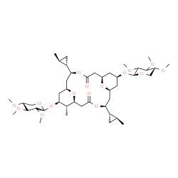 ChemSpider 2D Image | (1S,3S,7R,9S,11S,13S,17S,18S,19S)-18-Methyl-3,13-bis[(1S,2S)-2-methylcyclopropyl]-5,15-dioxo-19-[(2,3,4-tri-O-methyl-beta-D-xylopyranosyl)oxy]-4,14,21,22-tetraoxatricyclo[15.3.1.1~7,11~]docos-9-yl 2,3
,4-tri-O-methyl-beta-D-glycero-pentopyranoside | C43H70O16