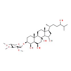 ChemSpider 2D Image | (3beta,4beta,5alpha,6beta,14xi,15alpha)-4,6,8,15,24-Pentahydroxycholestan-3-yl 2,3,4-tri-O-methyl-beta-D-xylopyranoside | C35H62O10
