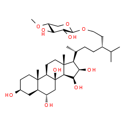 ChemSpider 2D Image | (3beta,5alpha,6alpha,15beta,16beta,24R)-3,6,8,15,16-Pentahydroxystigmastan-29-yl 4-O-methyl-beta-D-xylopyranoside | C35H62O10