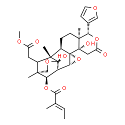 ChemSpider 2D Image | (1S,2R,4S,5S,9S,10S,13R,14R,16S,19R,20R)-9-(3-Furyl)-5,19-dihydroxy-15-(2-methoxy-2-oxoethyl)-10,14,16-trimethyl-7-oxo-3,8,18-trioxahexacyclo[14.3.1.0~2,4~.0~4,13~.0~5,10~.0~14,19~]icos-20-yl (2E)-2-m
ethyl-2-butenoate | C32H40O11