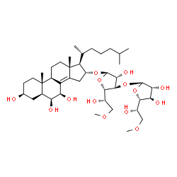 ChemSpider 2D Image | (3beta,5alpha,6beta,7beta,16alpha)-3,6,7-Trihydroxycholest-8(14)-en-16-yl 6-O-methyl-3-O-(6-O-methyl-alpha-L-altrofuranosyl)-alpha-L-altrofuranoside | C41H70O14