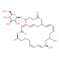 ChemSpider 2D Image | 1-O-(4-{[(3Z,5E,8S,9E,11Z,14S,16R,17E,19Z,24R)-14,16-Dihydroxy-24-methyl-2-oxooxacyclotetracosa-3,5,9,11,17,19-hexaen-8-yl]oxy}-4-oxobutanoyl)-beta-D-glucopyranose | C34H48O13