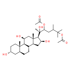 ChemSpider 2D Image | (3alpha,5alpha,11beta,16beta,24xi)-3,11,16,20-Tetrahydroxyergostane-22,25-diyl diacetate | C32H54O8