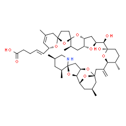 ChemSpider 2D Image | (4E)-5-[(2S,3aR,5R,5'R,6R,6''R,7aR)-2-{(R)-Hydroxy[(2R,5S,6S)-2-hydroxy-5-methyl-6-{3-[(1'R,2S,2'R,3S,5R,6'R,8'S,10'S)-3,5,10'-trimethyl-8'H-spiro[piperidine-2,4'-[3,7,12]trioxatricyclo[6.3.1.0~2,6~]d
odecan]-8'-yl]-1-propen-2-yl}tetrahydro-2H-pyran-2-yl]methyl}-4'',6-dimethyl-2,3,3',3'',3a,4',6,6'',7,7a-decahydrodispiro[furo[3,2-b]pyran-5,2'-furan-5',2''-pyran]-6''-yl]-4-pentenoic acid | C47H71NO12