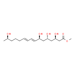 ChemSpider 2D Image | Methyl (3R,5R,7S,8E,10E,15R)-3,5,7,15-tetrahydroxy-8,10-hexadecadienoate | C17H30O6