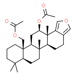 ChemSpider 2D Image | (5aS,5bR,7aS,11aR,11bS,13R,13aS)-11a-(Acetoxymethyl)-5b,8,8,13a-tetramethyl-4,5,5a,5b,6,7,7a,8,9,10,11,11a,11b,12,13,13a-hexadecahydrochryseno[1,2-c]furan-13-yl acetate | C29H42O5