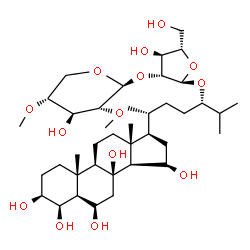 ChemSpider 2D Image | (3beta,4beta,5alpha,6beta,15beta,24S)-3,4,6,8,15-Pentahydroxycholestan-24-yl 2-O-(2,4-di-O-methyl-beta-D-xylopyranosyl)-alpha-L-arabinofuranoside | C39H68O14