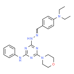 ChemSpider 2D Image | 4-{2-[4-(Diethylamino)benzylidene]hydrazino}-6-(4-morpholinyl)-N-phenyl-1,3,5-triazin-2-amine | C24H30N8O