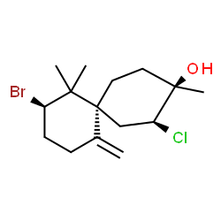 ChemSpider 2D Image | (2S,3R,6S,8R)-8-Bromo-2-chloro-3,7,7-trimethyl-11-methylenespiro[5.5]undecan-3-ol | C15H24BrClO
