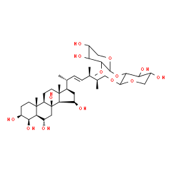 ChemSpider 2D Image | (3beta,4beta,5alpha,6alpha,15beta,22E,24R,25S)-3,4,6,8,15-Pentahydroxyergost-22-en-26-yl 2-O-(2-O-methylpentopyranosyl)pentopyranoside | C39H66O14