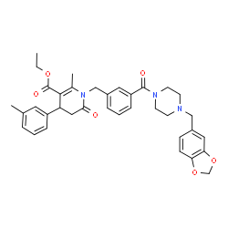 ChemSpider 2D Image | Ethyl 1-(3-{[4-(1,3-benzodioxol-5-ylmethyl)-1-piperazinyl]carbonyl}benzyl)-2-methyl-4-(3-methylphenyl)-6-oxo-1,4,5,6-tetrahydro-3-pyridinecarboxylate | C36H39N3O6