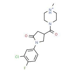 ChemSpider 2D Image | 4-{[1-(3-Chloro-4-fluorophenyl)-5-oxo-3-pyrrolidinyl]carbonyl}-1-methylpiperazin-1-ium | C16H20ClFN3O2