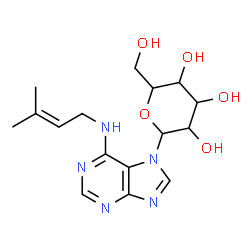 ChemSpider 2D Image | 7-Hexopyranosyl-N-(3-methyl-2-buten-1-yl)-7H-purin-6-amine | C16H23N5O5