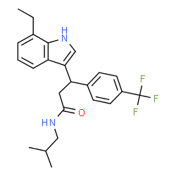 ChemSpider 2D Image | 3-(7-Ethyl-1H-indol-3-yl)-N-isobutyl-3-[4-(trifluoromethyl)phenyl]propanamide | C24H27F3N2O