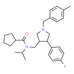 ChemSpider 2D Image | N-{[4-(4-Fluorophenyl)-1-(4-methylbenzyl)-3-pyrrolidinyl]methyl}-N-isopropylcyclopentanecarboxamide | C28H37FN2O
