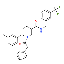 ChemSpider 2D Image | 6-(3-Methylphenyl)-1-(phenylacetyl)-N-[3-(trifluoromethyl)benzyl]-3-piperidinecarboxamide | C29H29F3N2O2