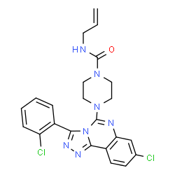 ChemSpider 2D Image | N-Allyl-4-[8-chloro-3-(2-chlorophenyl)[1,2,4]triazolo[4,3-c]quinazolin-5-yl]-1-piperazinecarboxamide | C23H21Cl2N7O