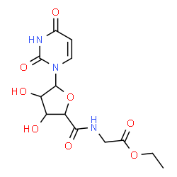 ChemSpider 2D Image | Ethyl ({[5-(2,4-dioxo-3,4-dihydro-1(2H)-pyrimidinyl)-3,4-dihydroxytetrahydro-2-furanyl]carbonyl}amino)acetate | C13H17N3O8