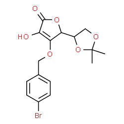 ChemSpider 2D Image | 4-[(4-Bromobenzyl)oxy]-5-(2,2-dimethyl-1,3-dioxolan-4-yl)-3-hydroxy-2(5H)-furanone | C16H17BrO6