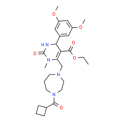 ChemSpider 2D Image | Ethyl 6-{[4-(cyclobutylcarbonyl)-1,4-diazepan-1-yl]methyl}-4-(3,5-dimethoxyphenyl)-1-methyl-2-oxo-1,2,3,4-tetrahydro-5-pyrimidinecarboxylate | C27H38N4O6