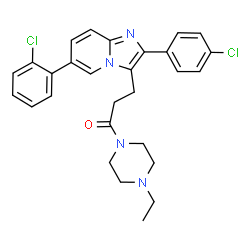 ChemSpider 2D Image | 3-[6-(2-Chlorophenyl)-2-(4-chlorophenyl)imidazo[1,2-a]pyridin-3-yl]-1-(4-ethyl-1-piperazinyl)-1-propanone | C28H28Cl2N4O