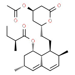 ChemSpider 2D Image | (1S,3R,7S,8S,8aR)-8-{2-[(2R,4R)-4-Acetoxy-6-oxotetrahydro-2H-pyran-2-yl]ethyl}-3,7-dimethyl-1,2,3,7,8,8a-hexahydro-1-naphthalenyl (2S)-2-methylbutanoate | C26H38O6