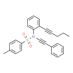 ChemSpider 2D Image | 4-Methyl-N-[2-(1-pentyn-1-yl)phenyl]-N-(phenylethynyl)benzenesulfonamide | C26H23NO2S