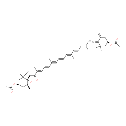 ChemSpider 2D Image | (3S,3'S,5R,6S)-8-Oxo-7',18'-didehydro-5,6,7,8-tetrahydro-5,6-epoxy-beta,beta-carotene-3,3'-diyl diacetate | C44H58O6