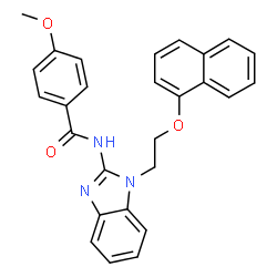 ChemSpider 2D Image | 4-Methoxy-N-{1-[2-(1-naphthyloxy)ethyl]-1H-benzimidazol-2-yl}benzamide | C27H23N3O3