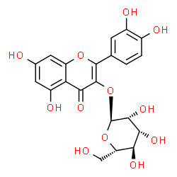 ChemSpider 2D Image | 2-(3,4-Dihydroxyphenyl)-5,7-dihydroxy-4-oxo-4H-chromen-3-yl alpha-L-mannopyranoside | C21H20O12