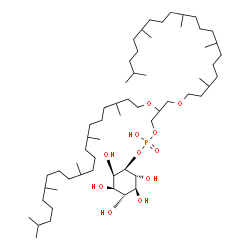 ChemSpider 2D Image | 2,3-Bis[(3,7,11,15,19-pentamethylicosyl)oxy]propyl (1S,2R,3R,4S,5S,6R)-2,3,4,5,6-pentahydroxycyclohexyl hydrogen phosphate | C59H119O11P