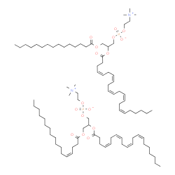 ChemSpider 2D Image | 2-[(4Z,7Z,10Z,13Z,16Z)-4,7,10,13,16-Docosapentaenoyloxy]-3-(pentadecanoyloxy)propyl 2-(trimethylammonio)ethyl phosphate - 3-[(4Z)-4-heptadecenoyloxy]-2-[(4Z,7Z,10Z,13Z)-4,7,10,13-icosatetraenoyloxy]pr
opyl 2-(trimethylammonio)ethyl phosphate (1:1) | C90H160N2O16P2